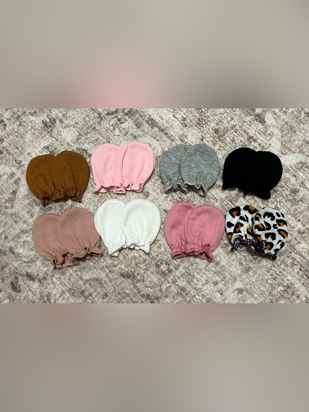 Baby Scratch Mittens - Pink, Gray, White Cotton Set
